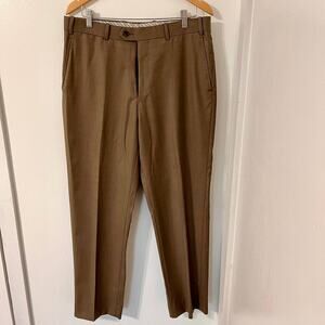 Paul Betenly Vantage Dress Pants Mens Size 34 Tan Super 120's Wool Classic